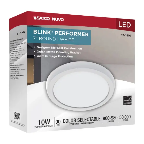 Blink Performer 7" Round LED Flush Mount in White - Image 9