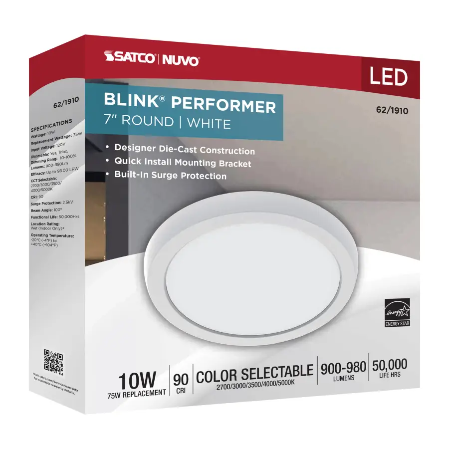 Blink Performer 7" Round LED Flush Mount in White - Image 9