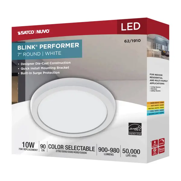 Blink Performer 7" Round LED Flush Mount in White - Image 10