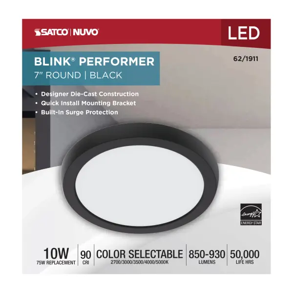 Blink Performer 7" Round LED Flush Mount in Black - Image 5