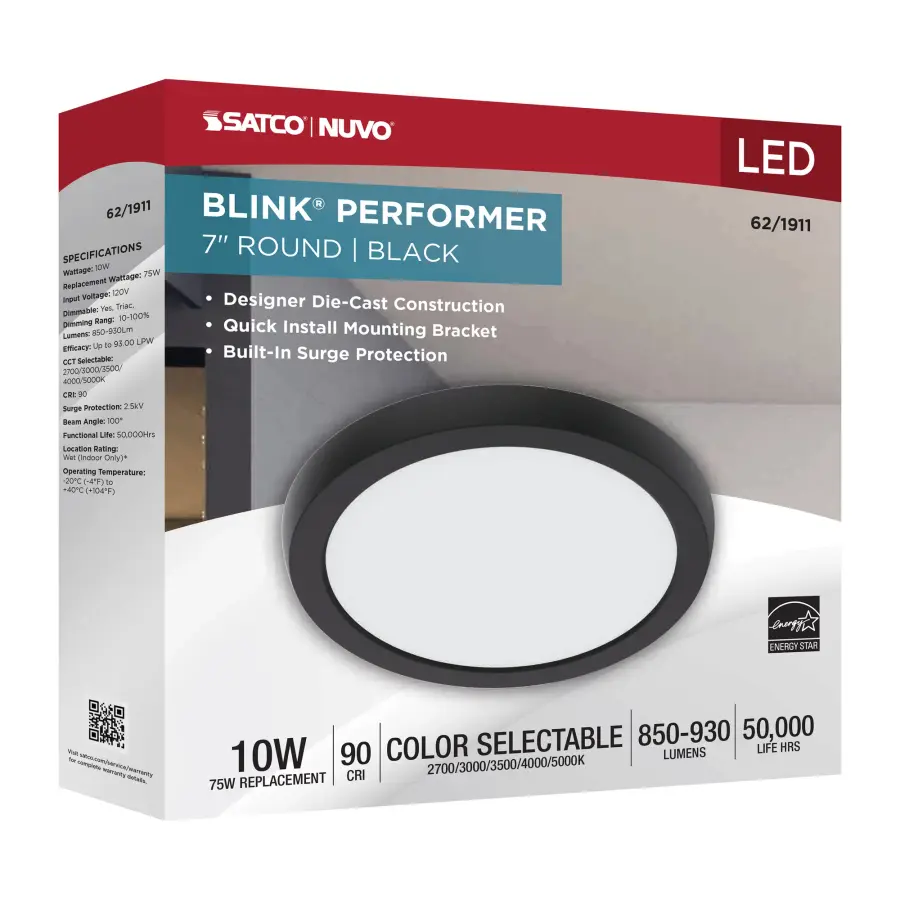 Blink Performer 7" Round LED Flush Mount in Black - Image 9