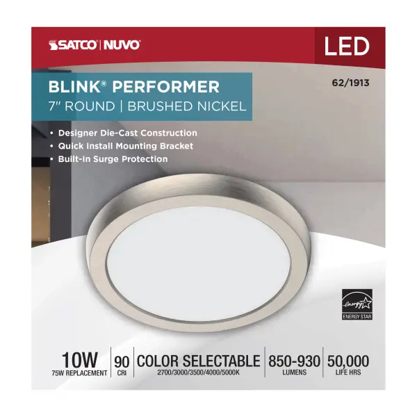 Blink Performer 7" Round LED Flush Mount in Brushed Nickel - Image 5