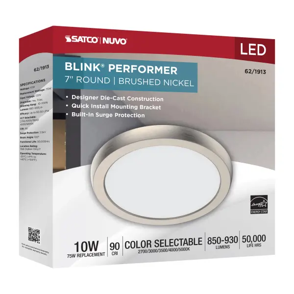 Blink Performer 7" Round LED Flush Mount in Brushed Nickel - Image 9