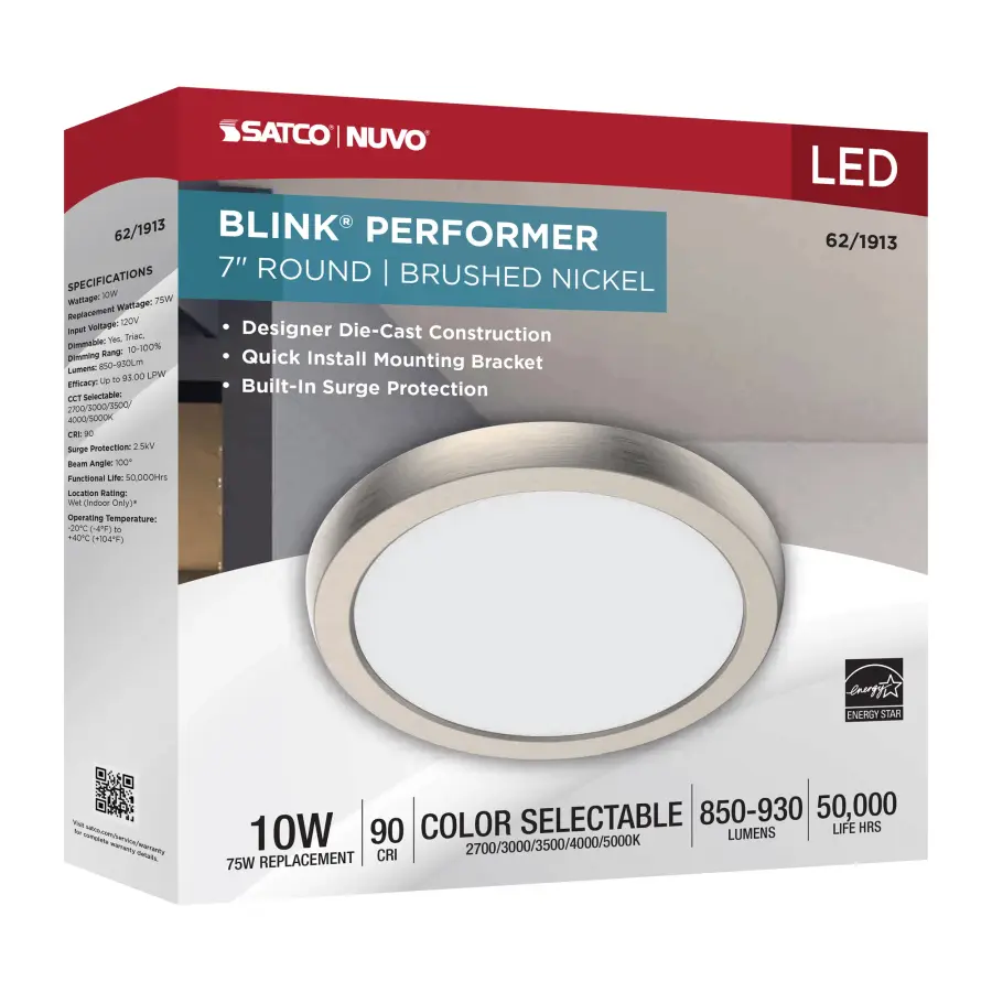 Blink Performer 7" Round LED Flush Mount in Brushed Nickel - Image 9