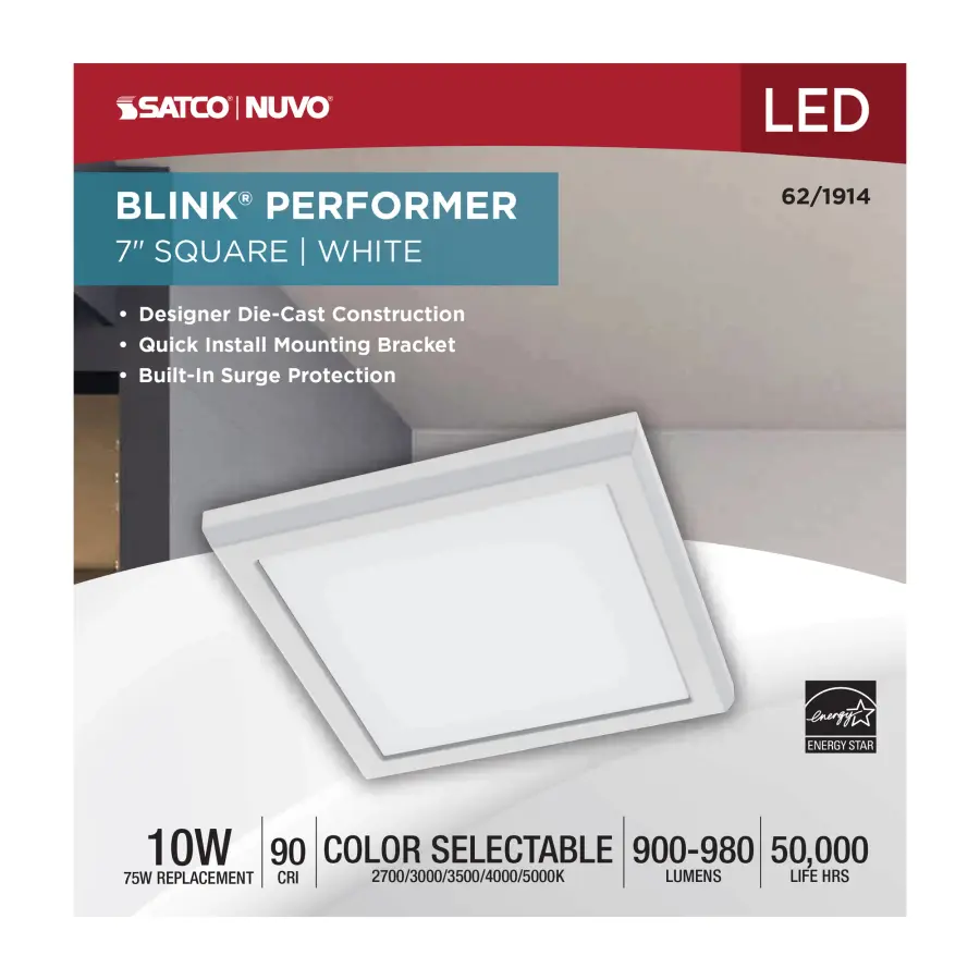 Blink Performer 7" Square LED Flush Mount - White - Image 5