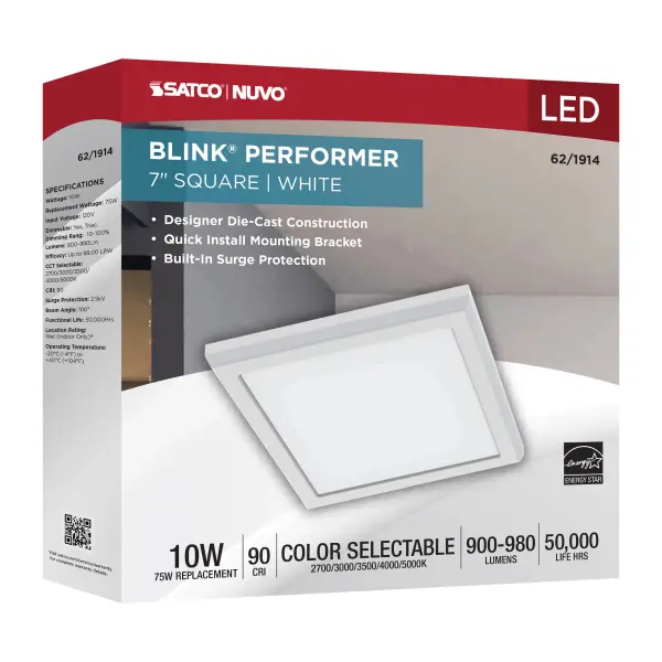 Blink Performer 7" Square LED Flush Mount - White - Image 9