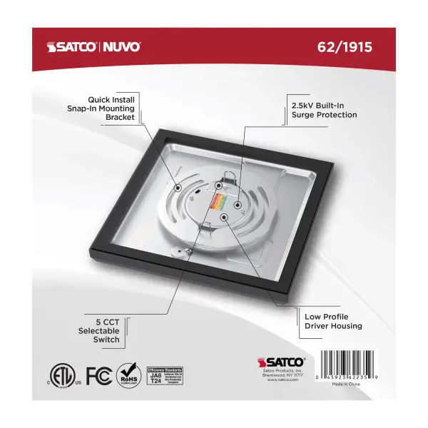 Blink Performer 7" Square LED Flush Mount in Black - Image 6