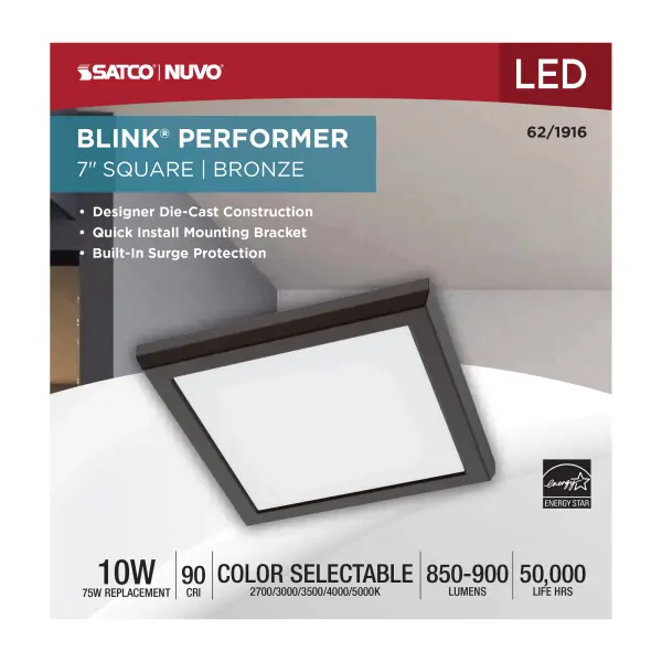 Blink Performer 7" Square LED Flush Mount in Bronze - Image 5