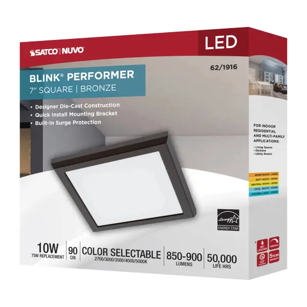 Blink Performer 7" Square LED Flush Mount in Bronze - Image 10