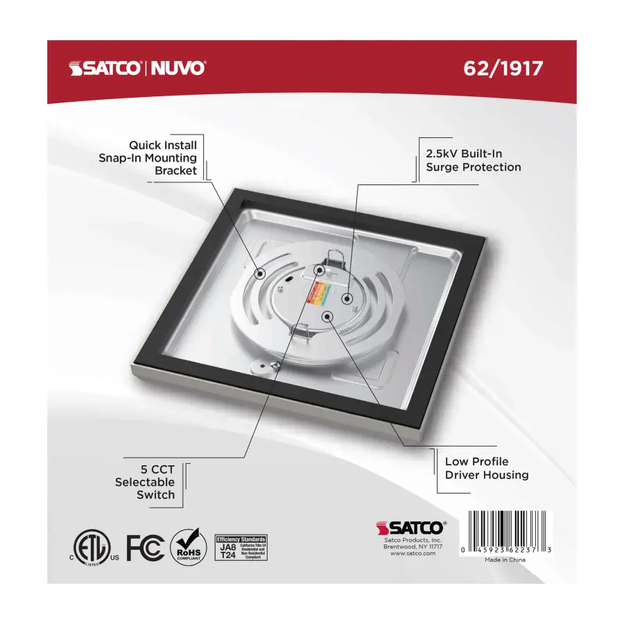 Blink Performer 7" Square LED Flush Mount in Brushed Nickel - Image 6