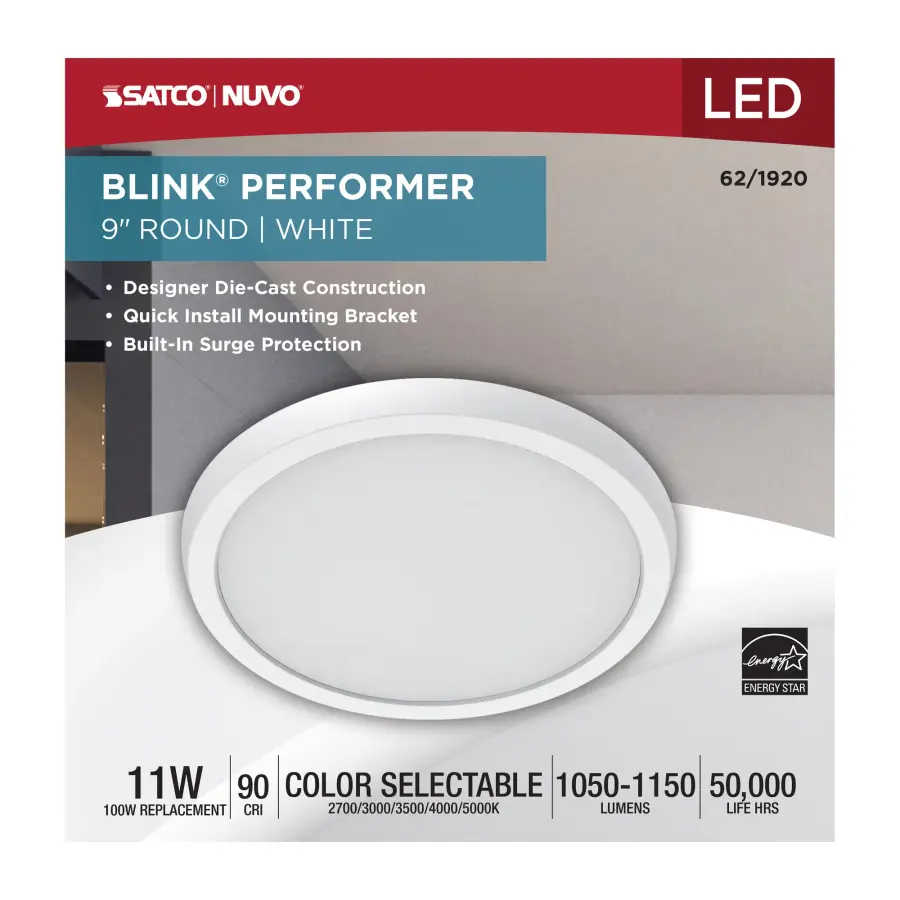 Blink Performer 9" Round LED Flush Mount in White - Image 5