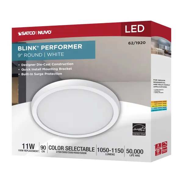 Blink Performer 9" Round LED Flush Mount in White - Image 10