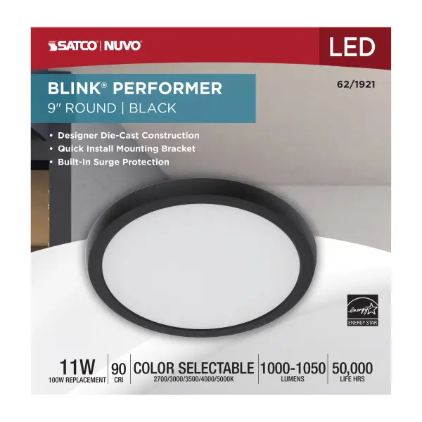 Blink Performer 9" Round LED Flush Mount in Black - Image 5