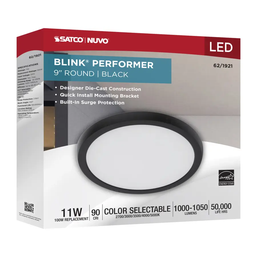 Blink Performer 9" Round LED Flush Mount in Black - Image 9
