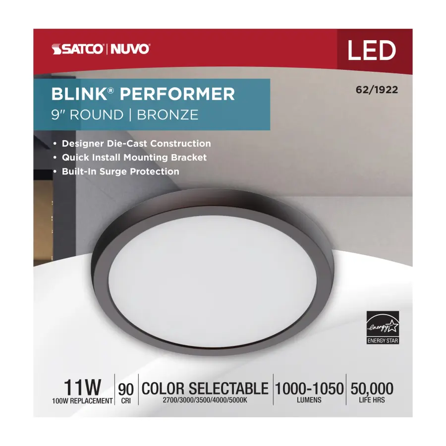 Blink Performer 9" Round LED Flush Mount in Bronze - Image 5