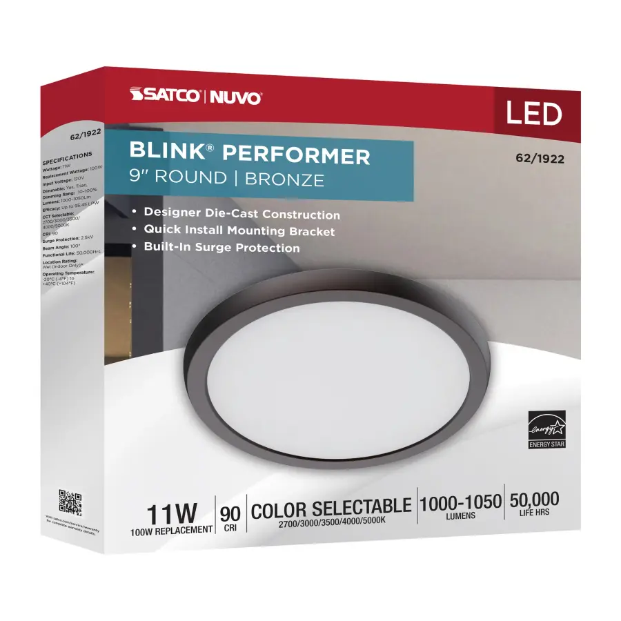 Blink Performer 9" Round LED Flush Mount in Bronze - Image 9