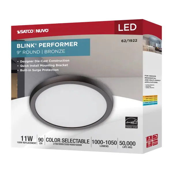 Blink Performer 9" Round LED Flush Mount in Bronze - Image 10