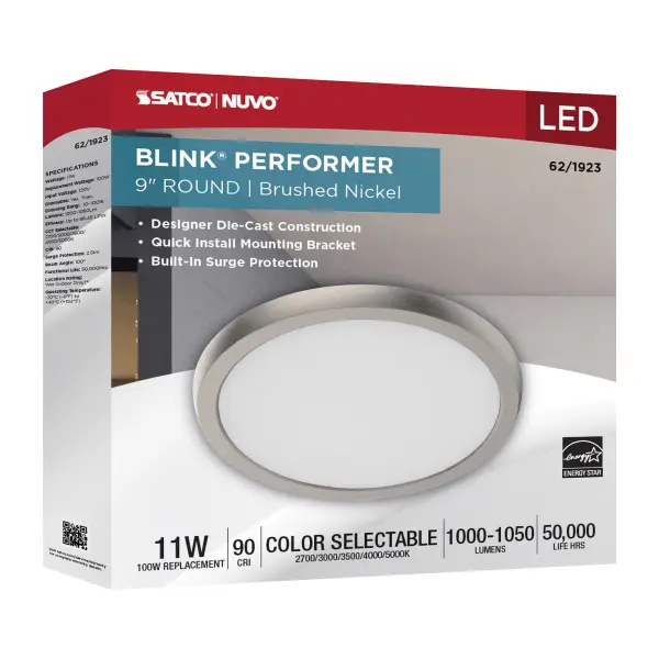 Blink Performer 9" Round LED Flush Mount in Brushed Nickel - Image 9