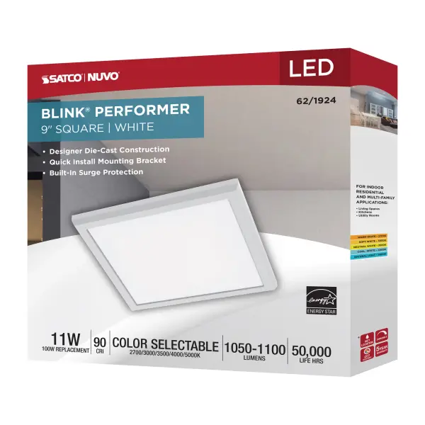 Blink Performer 9" Square LED Flush Mount in White - Image 10