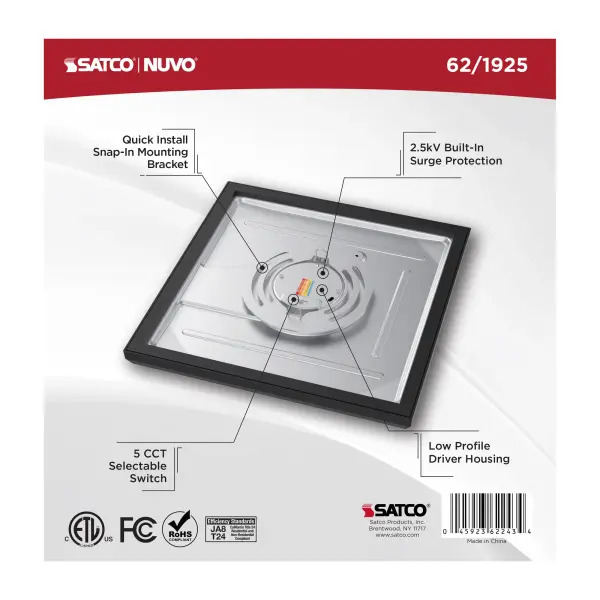 Blink Performer 9" Square LED Flush Mount in Black - Image 6