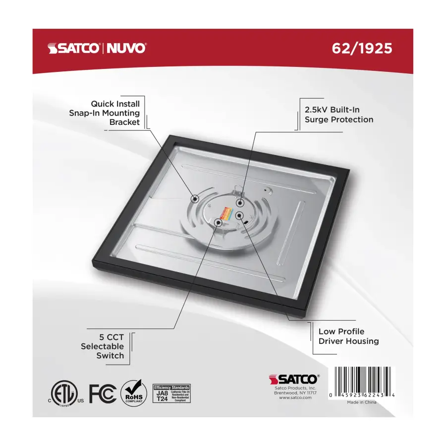 Blink Performer 9" Square LED Flush Mount in Black - Image 6