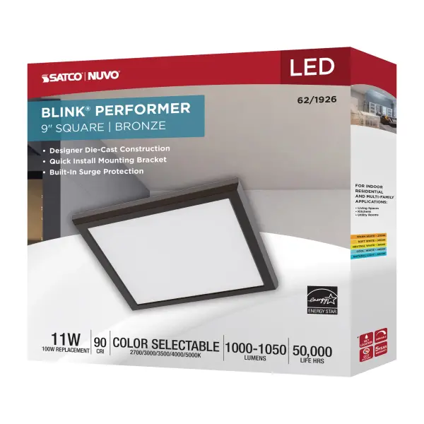Blink Performer 9" Square LED Flush Mount in Bronze - Image 10