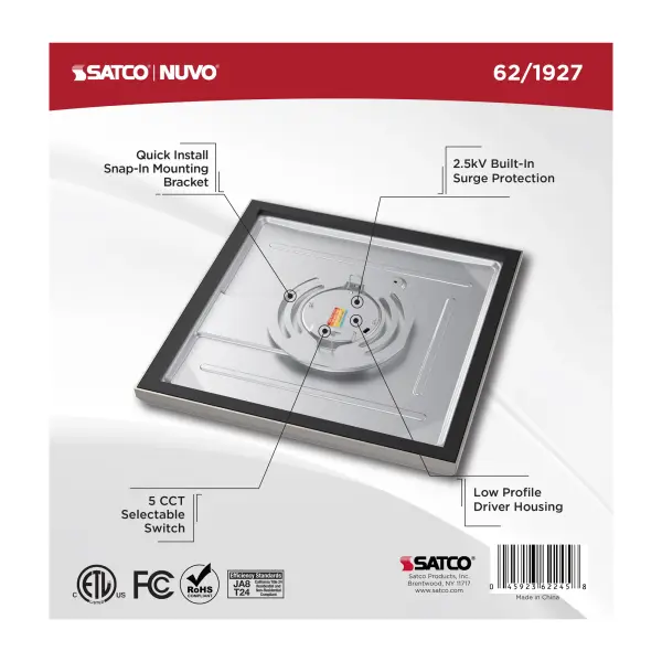 Blink Performer 9" Square LED Flush Mount in Brushed Nickel - Image 6