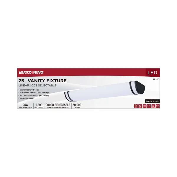 Glamour LED 25" Vanity Light - Black Finish - Image 7