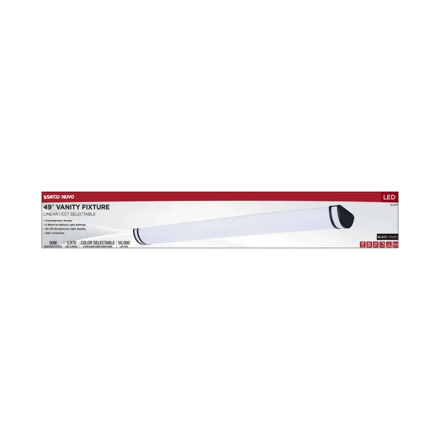 Glamour LED 49" Vanity Light - Black Finish - Image 7