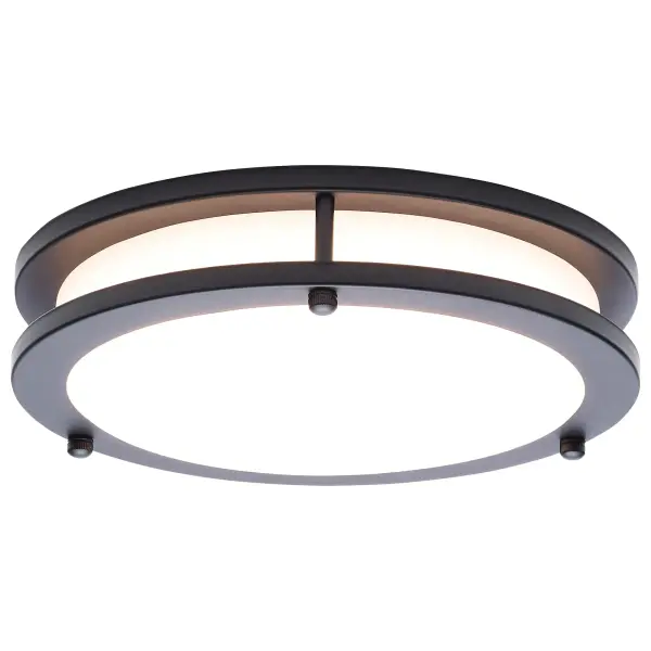 The Glamour LED flush mount combines sleek contemporary design with practical 5-CCT selectable technology. Its compact 10-inch profile and high CRI make it ideal for utility spaces requiring quality illumination. - alternate view