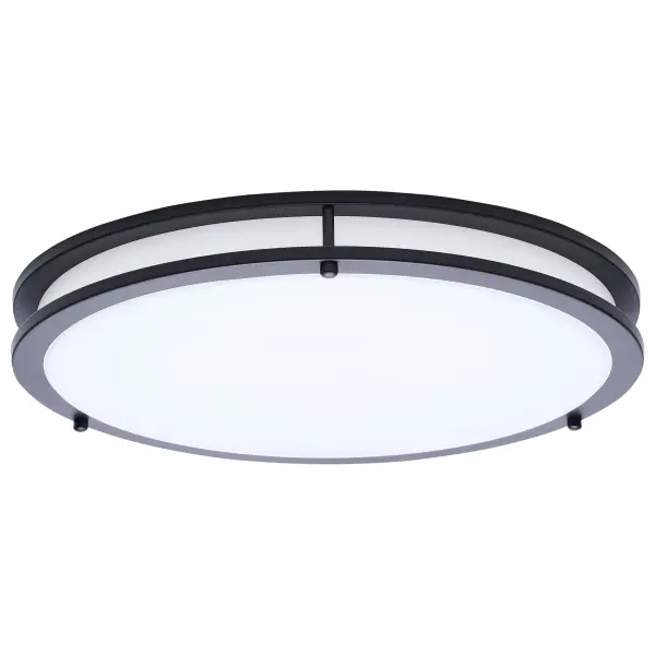 The Glamour LED flush mount combines sleek contemporary design with practical 5-CCT selectable technology. Its 17-inch profile and high-output LED make it ideal for utility spaces, bedrooms, and commercial applications.