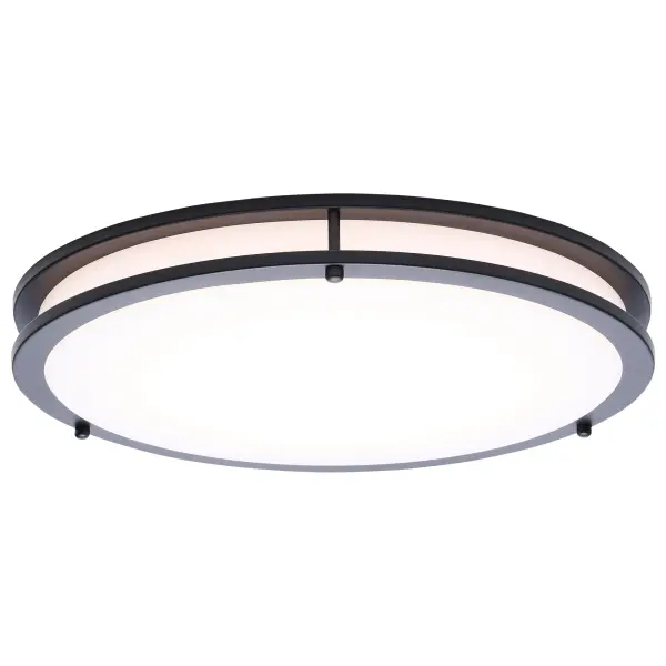 The Glamour LED flush mount combines sleek contemporary design with practical 5-CCT selectable technology. Its 17-inch profile and high-output LED make it ideal for utility spaces, bedrooms, and commercial applications. - alternate view