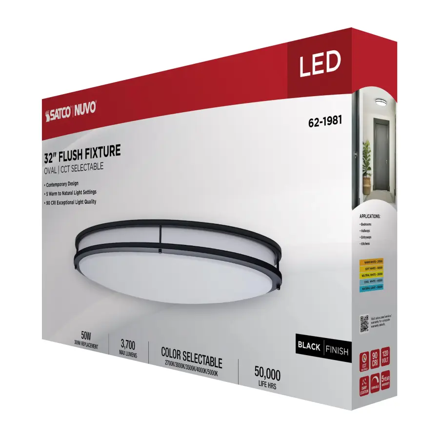 Glamour 32" Oval LED Flush Mount in Black - Image 14