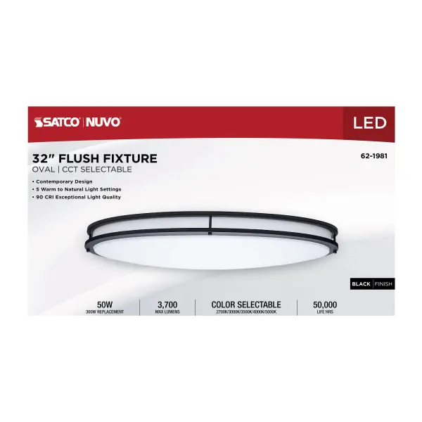 Glamour 32" Oval LED Flush Mount in Black - Image 10