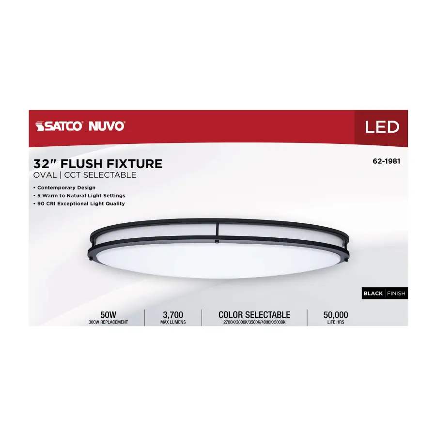 Glamour 32" Oval LED Flush Mount in Black - Image 10