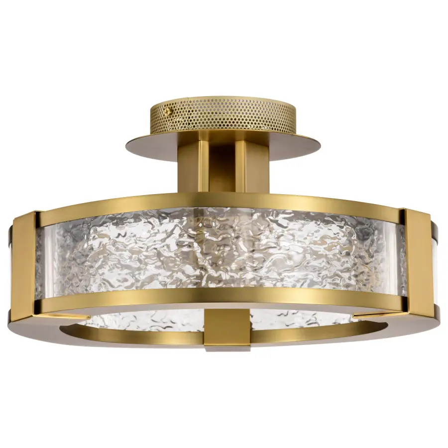 Darrow 13" LED Semi Flush Mount in Vintage Brass - Image 1