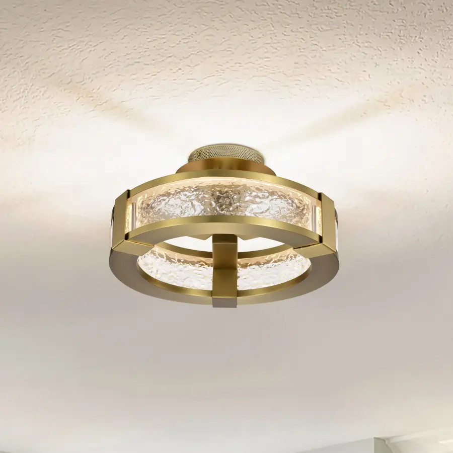Darrow 13" LED Semi Flush Mount in Vintage Brass - Image 3
