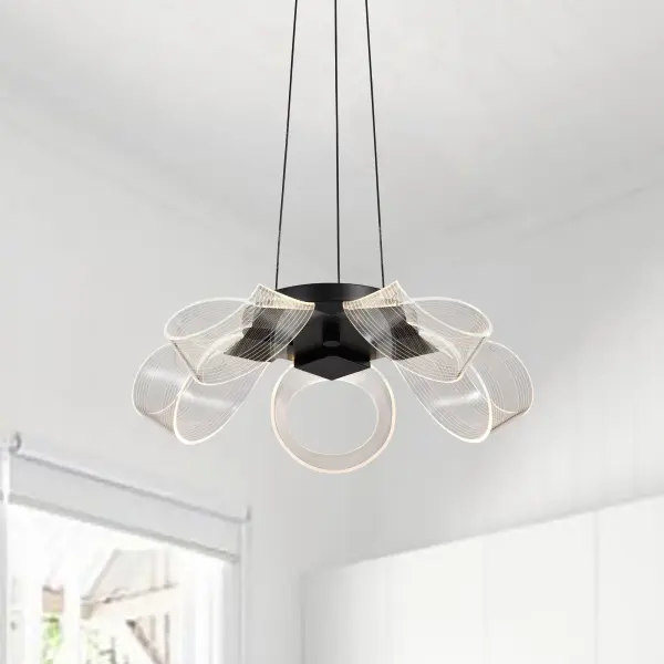 Sculptural Modern Chandelier with Artistic Twisted Acrylic Design - Image 3