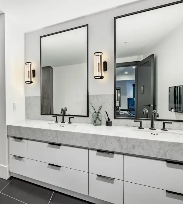The Vale LED Wall Sconce combines contemporary design with innovative edge-lit technology, creating a luminous glow through silk screened acrylic. Perfect for modern spaces seeking sophisticated ambient lighting. - alternate view