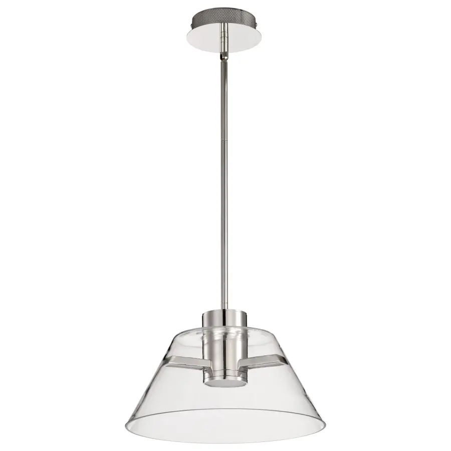 Edmond 14" LED Pendant in Polished Nickel with Clear Glass - Image 1