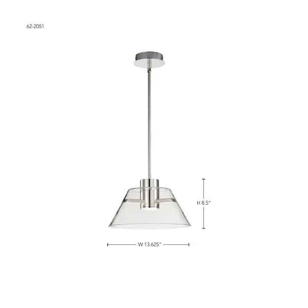 Edmond 14" LED Pendant in Polished Nickel with Clear Glass - Image 15