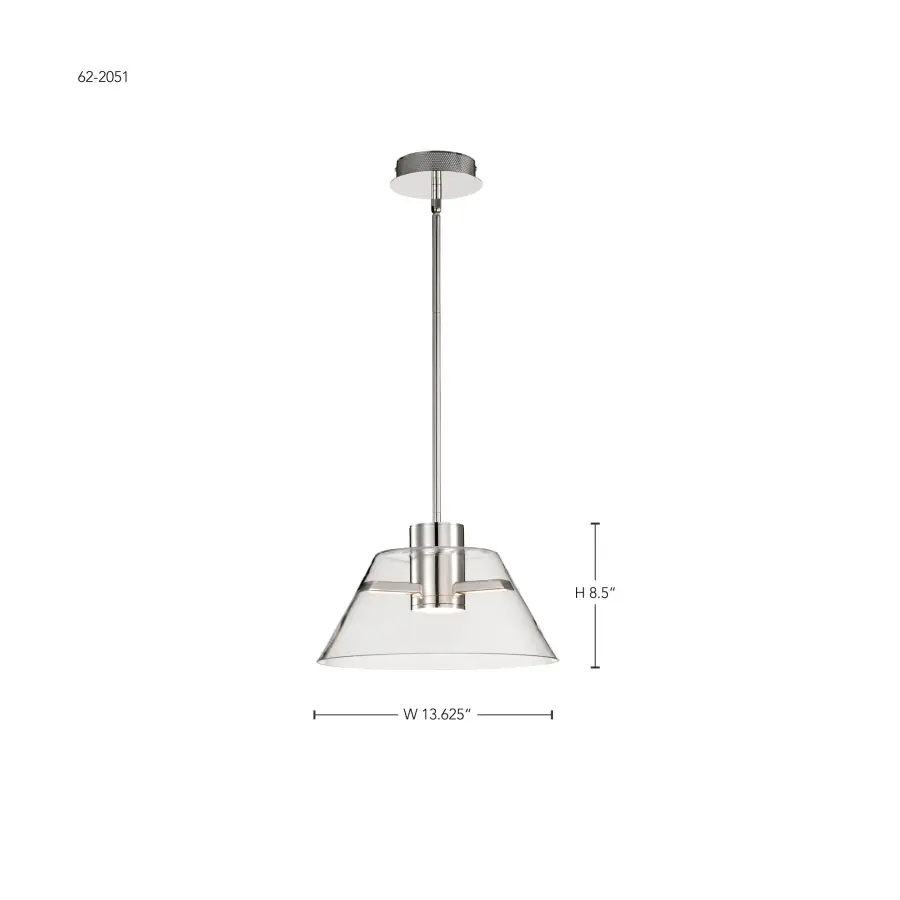 Edmond 14" LED Pendant in Polished Nickel with Clear Glass - Image 15