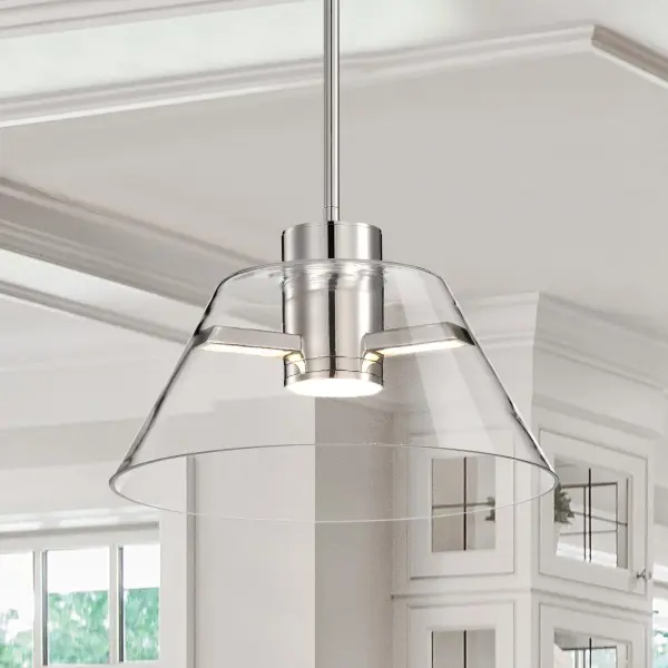 Edmond 14" LED Pendant in Polished Nickel with Clear Glass - Image 3