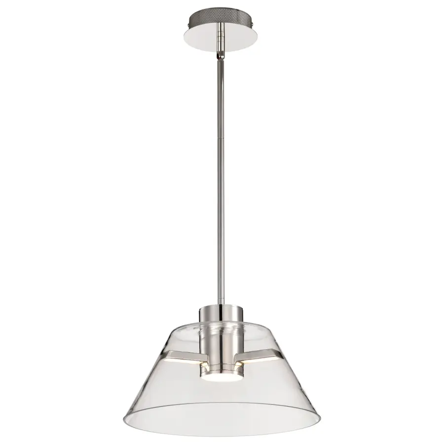 Edmond 14" LED Pendant in Polished Nickel with Clear Glass - Image 4