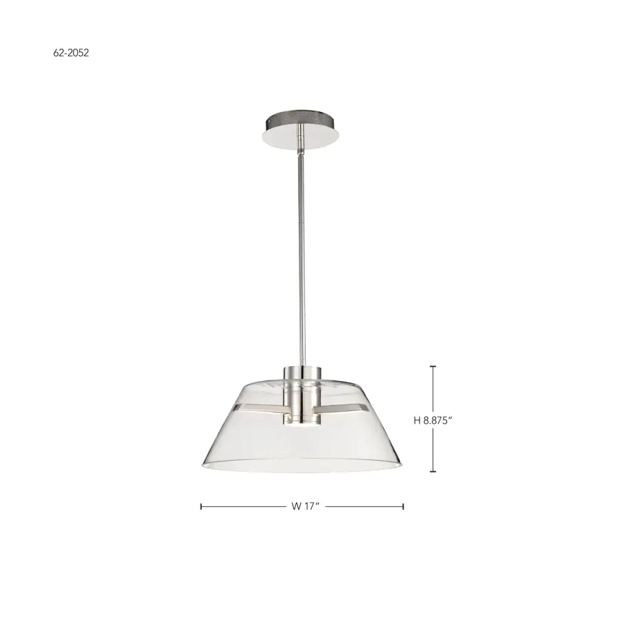 Edmond 17" LED Pendant in Polished Nickel - Image 14