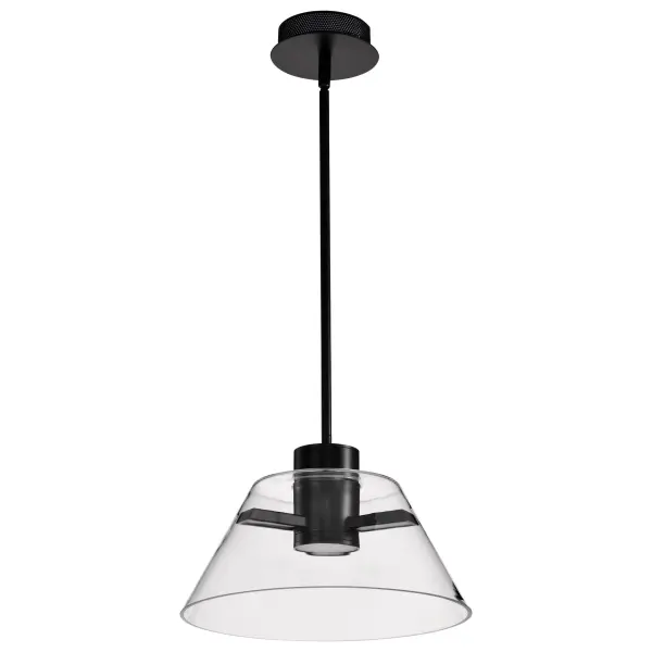 Edmond 14-Inch LED Pendant in Matte Black with Clear Glass - Image 1