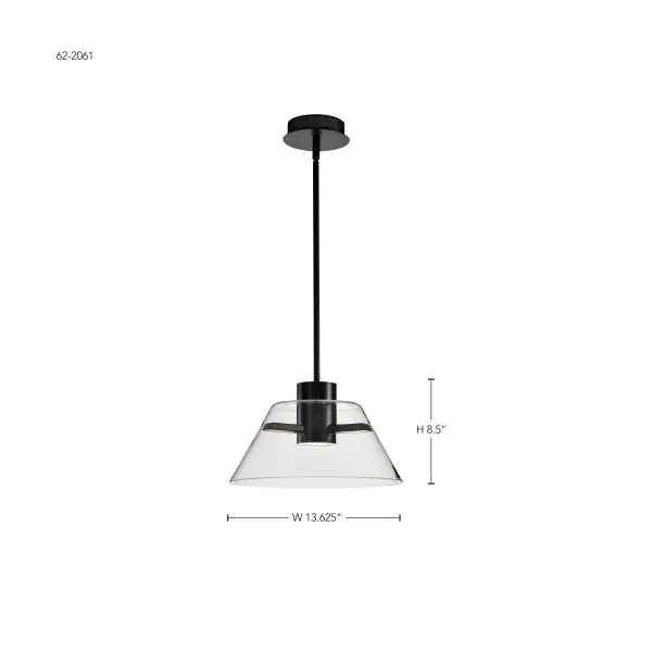 Edmond 14-Inch LED Pendant in Matte Black with Clear Glass - Image 14