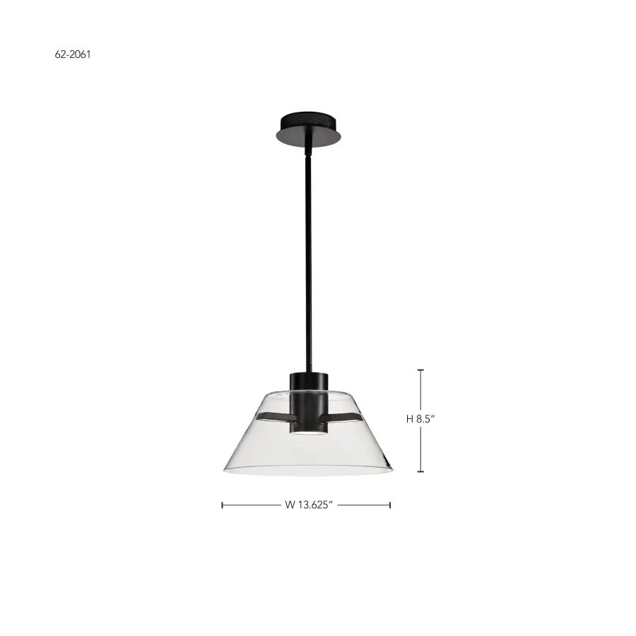 Edmond 14-Inch LED Pendant in Matte Black with Clear Glass - Image 14