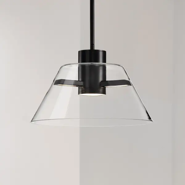 Edmond 14-Inch LED Pendant in Matte Black with Clear Glass - Image 3