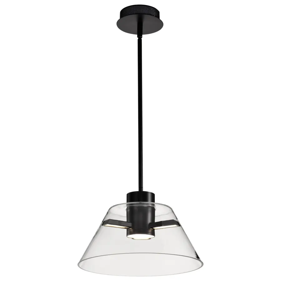 Edmond 14-Inch LED Pendant in Matte Black with Clear Glass - Image 4